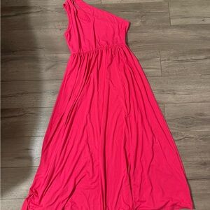 Pink One Shoulder Asymmetrical Sundress